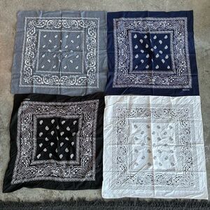 J. Crew Pack of Four Paisley Bandana Scarves - Navy, Black, Gray, White